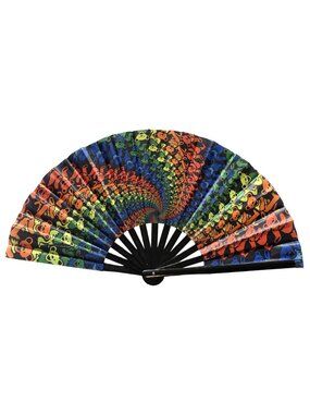 Grateful Dead Rainbow Spiral Bears Fan ~ Lightweight Bamboo ~ Brand New!